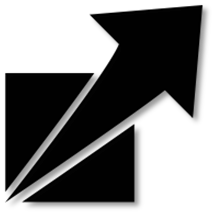 Drîm pictogram: growing arrow from bottom-left of a box to beyopnd the top-right