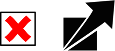 A red cross in a black checkbox to the left of the drîm symbol