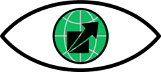 A simple eye shape with a drîm icon in the pupil